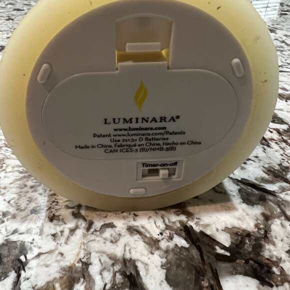 9" Luminara Flameless Flickering Candle & Hobby Lobby Shabby Chic Candle Plate - Picture 5 of 6